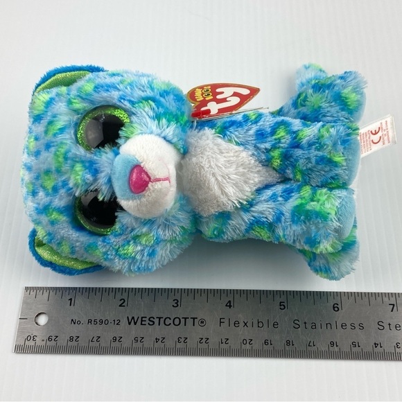 Ty Beanie Boos Leona the Leopard Plush 6 inches Blue and Green Stuffed Animal - Picture 10 of 12